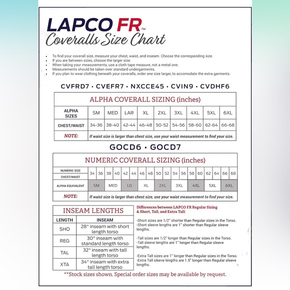 LapcoFR Flame Resistant Economy Moisture Management Coveralls, 100% Cott… - Picture 5 of 9